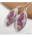 Boucles tourmaline rose quartz marquise authentique argent 925