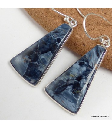 Boucles d’oreilles Pietersite bleue authentique en argent 925 