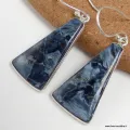 Boucles d'oreilles triangulaires Pietersite bleue - Boucles d'oreilles en pierres naturelles