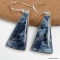 Boucles d'oreilles triangulaires Pietersite bleue - Boucles d'oreilles en pierres naturelles