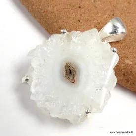 Pendentif argent Quartz solaire naturel stalactite - Bijoux en Quartz