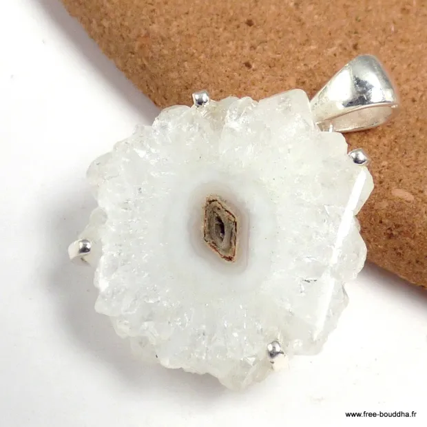Pendentif argent Quartz solaire naturel stalactite - Bijoux en Quartz