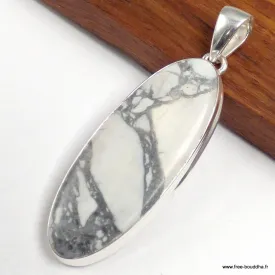 Pendentif Howlite blanche forme allongée - Pendentifs pierres naturelles