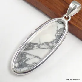 Pendentif Howlite blanche forme allongée - Pendentifs pierres naturelles