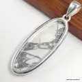 Pendentif Howlite blanche forme allongée - Pendentifs pierres naturelles