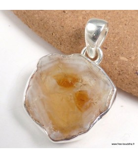 Pendentif Citrine stalactite forme libre argent 925 authentique