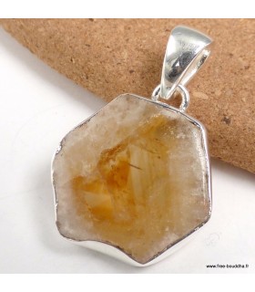 Pendentif Citrine naturelle non traitée en argent 925 certifié