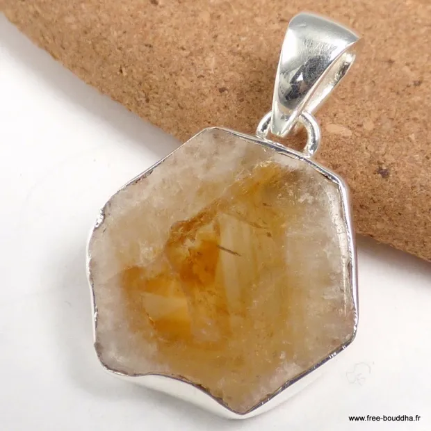 Pendentif bijou en citrine naturelle - Bijoux en Citrine