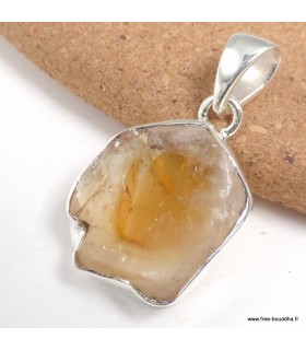Pendentif Citrine non traitée véritable bijou en argent 925