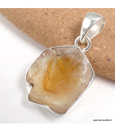 Pendentif Citrine non traitée véritable bijou en argent 925