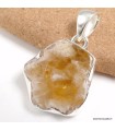 Pendentif Citrine tranche asymétrique argent 925 véritable

