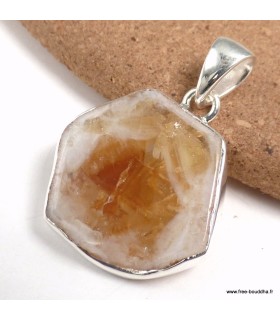 Pendentif Citrine véritable pierre en argent 925 poinçonné