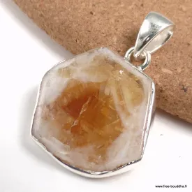 Pendentif Authentique pierre stalactite citrine naturelle - Pendentifs pierres naturelles
