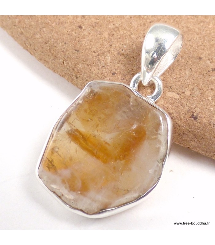 Pendentif citrine véritable non traitée argent 925