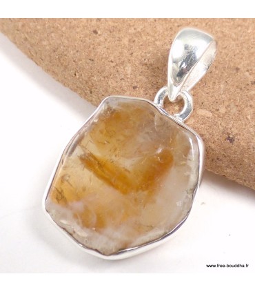 Pendentif citrine véritable non traitée argent 925