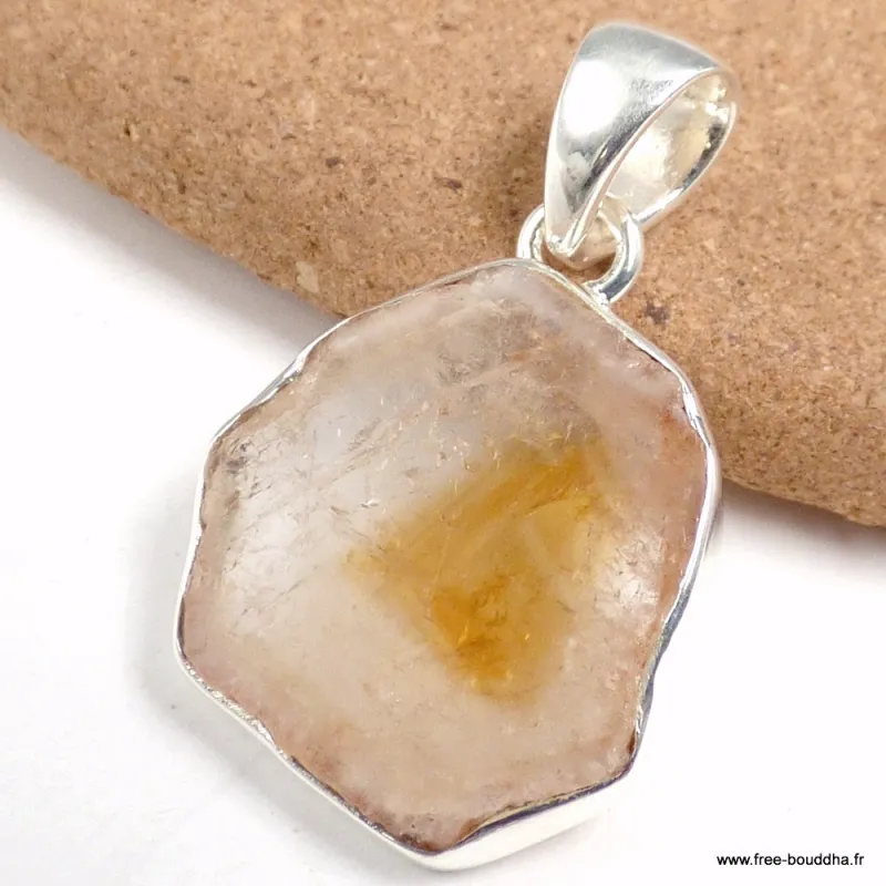 Pendentif authentique citrine non traitée - Bijoux en Citrine