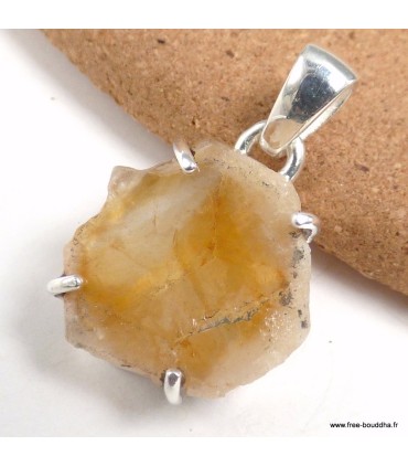 Pendentif Citrine argent 925 pierre naturelle certifiée