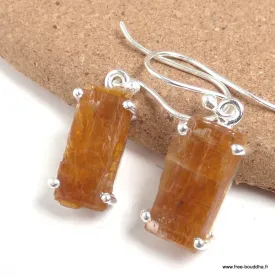 Boucles d'oreilles Cyanite Orange brute - Bijoux en Cyanite