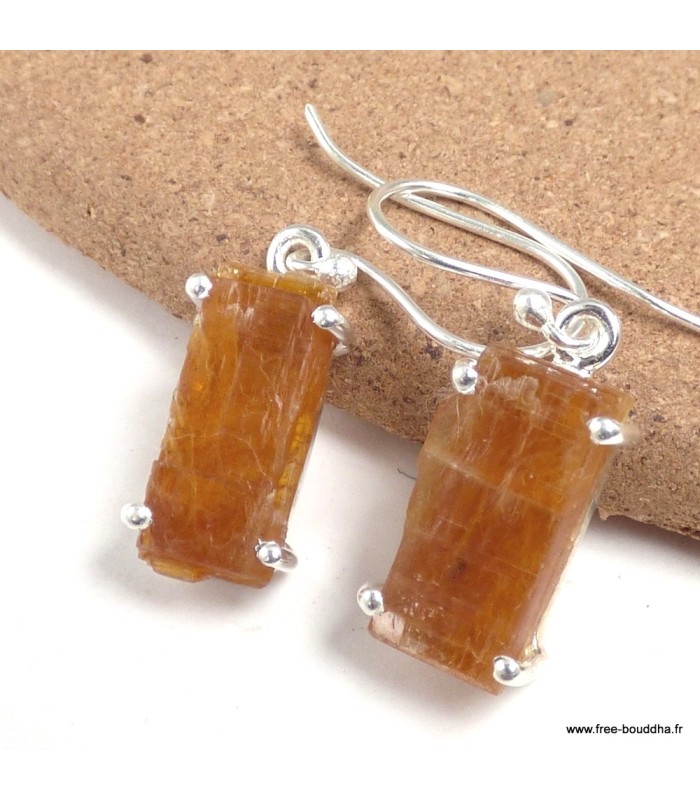 Boucles d’oreilles Cyanite orange authentique argent 925