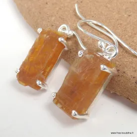 Boucles d'oreilles Cyanite Orange brute - Bijoux en Cyanite
