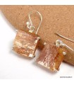 Boucles d’oreilles Cyanite Orange carrées argent 925