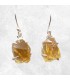 Boucles d’oreilles Citrine brute authentique, Argent 925, serti griffes