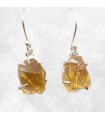 Boucles d’oreilles Citrine brute authentique, Argent 925, serti griffes