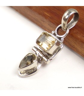 Citrine naturelle du Brésil – Pendentif vintage articulé en argent 925