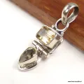 Pendentif Ctrine naturelle vintage, argent 925 - Bijoux en Citrine