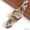 Pendentif Ctrine naturelle vintage, argent 925 - Bijoux en Citrine