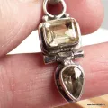 Pendentif Ctrine naturelle vintage, argent 925 - Bijoux en Citrine