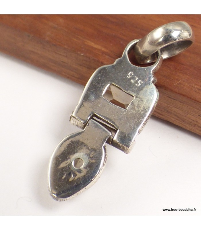 Citrine naturelle du Brésil – Pendentif vintage articulé en argent 925