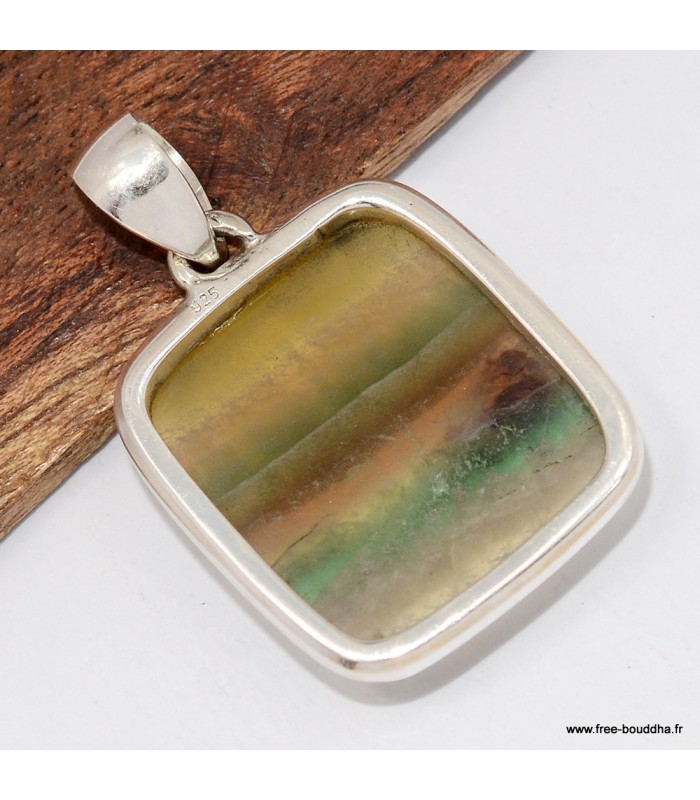 Pendentif Fluorite arc‑en‑ciel authentique – Pierre de concentration