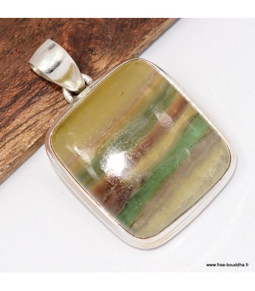 Pendentif Fluorite arc‑en‑ciel authentique – Pierre de concentration