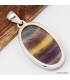 Pendentif Fluorite arc‑en‑ciel jaune violette authentique – Argent 925