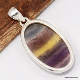Pendentif Fluorite arc-en-ciel vert jaune violette - Pendentifs pierres naturelles