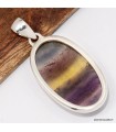 Pendentif Fluorite arc‑en‑ciel jaune violette authentique – Argent 925