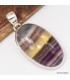 Pendentif Fluorite arc‑en‑ciel jaune violette authentique – Argent 925