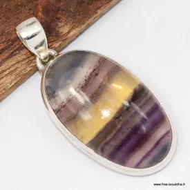 Pendentif Fluorite arc-en-ciel vert jaune violette - Pendentifs pierres naturelles
