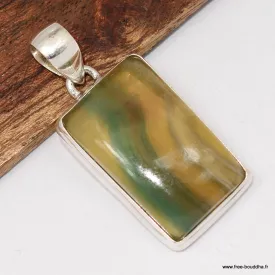 Pendentif Fluorite arc-en-ciel rectangulaire jaune vert - Bijoux en Fluorite Arc-en-ciel