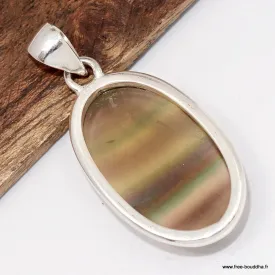 Pendentif Fluorite arc-en-ciel bande verte - Bijoux en Fluorite Arc-en-ciel