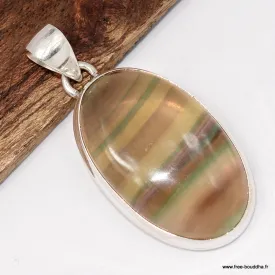 Pendentif Fluorite arc-en-ciel bande verte - Bijoux en Fluorite Arc-en-ciel
