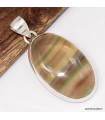Pendentif Fluorite arc‑en‑ciel jaune vert authentique, Bijou argent 925