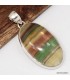 Pendentif Fluorite arc‑en‑ciel ovale cuivre vert, Argent 925 véritable