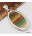 Pendentif Fluorite arc‑en‑ciel ovale cuivre vert, Argent 925 véritable