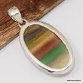 Pendentif Fluorite arc-en-ciel ovale cuivre vert - Bijoux en Fluorite Arc-en-ciel
