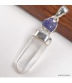 Pendentif Quartz Lémurien & Tanzanite brute – Argent 925