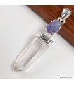 Pendentif Quartz Lémurien & Tanzanite brute – Argent 925