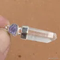 Pendentif Pierres naturelles Quartz Lémurien et Tanzanite brute - Bijoux en Quartz Lémurien