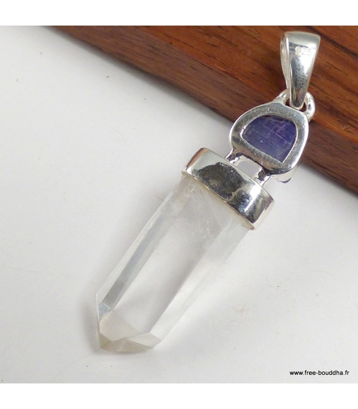 Pendentif Quartz Lémurien & Tanzanite brute – Argent 925